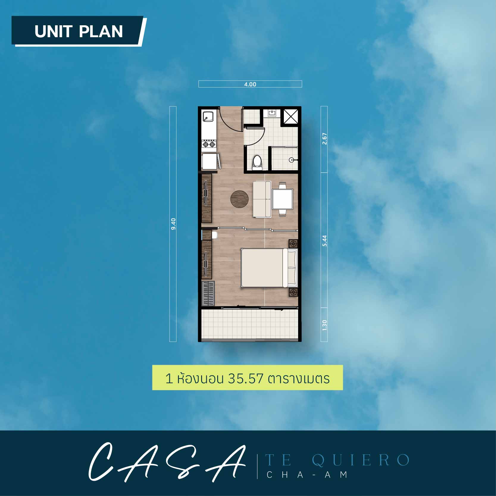 1 Bedroom 35.57 sq.m.
